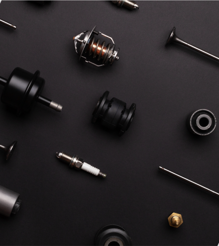 auto parts on black table