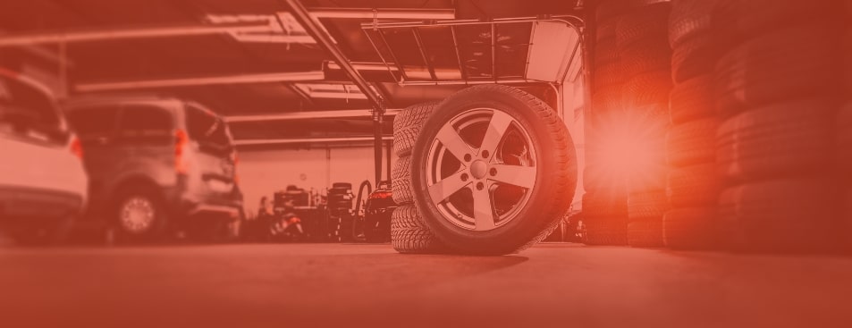 car tires in the shop
